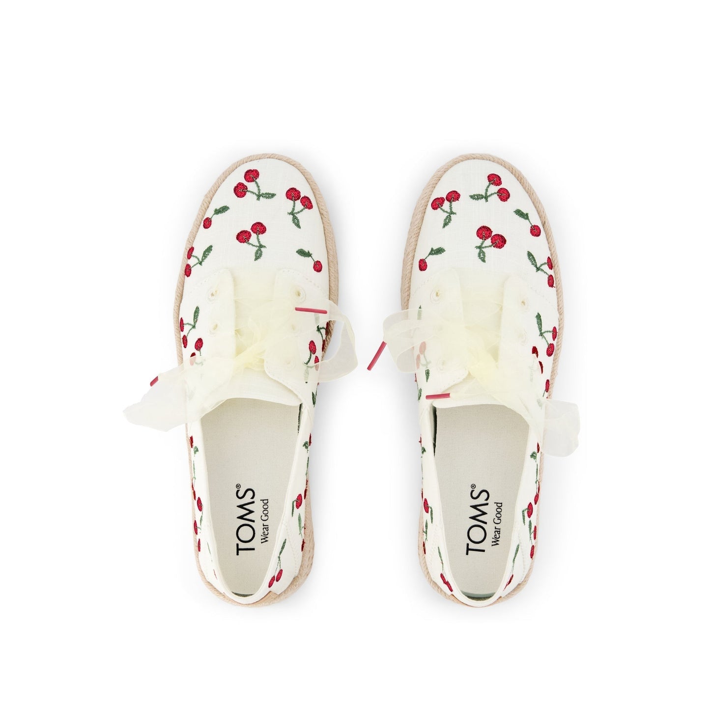Womens Carolina Lace-Up Espadrille Cherry Embroidery