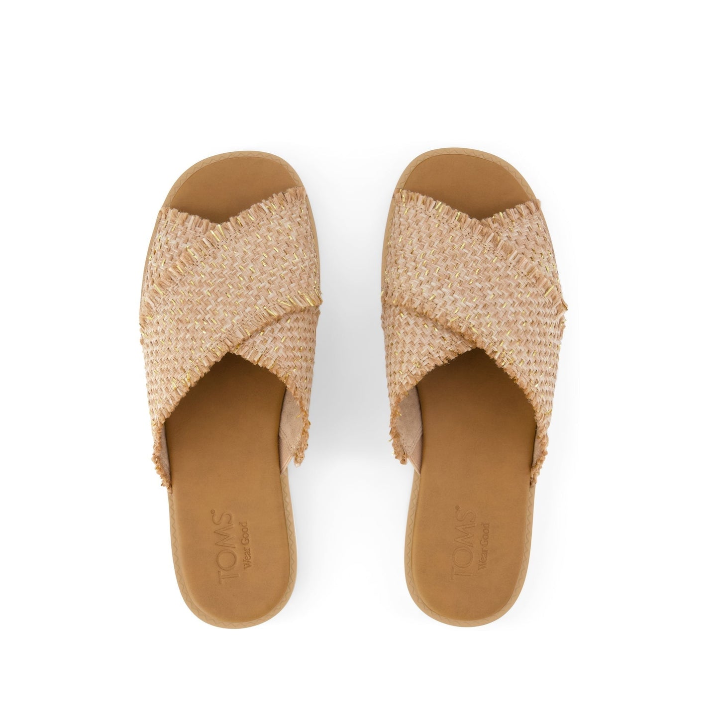 Womens Mae Crossover Slide Sandal Natural Metallic Rafia