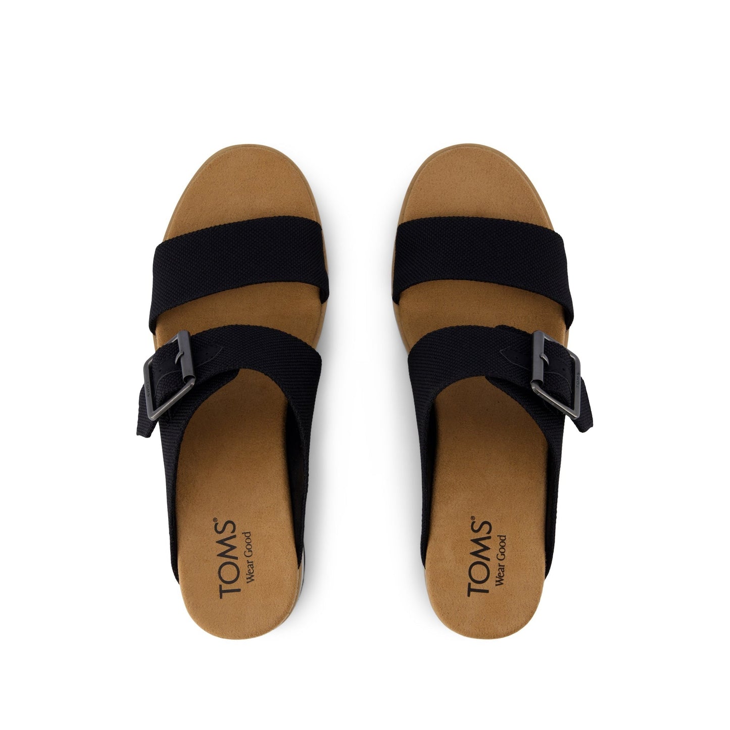 Diana Mule Buckle Wedge Sandal Black Heavy Canvas
