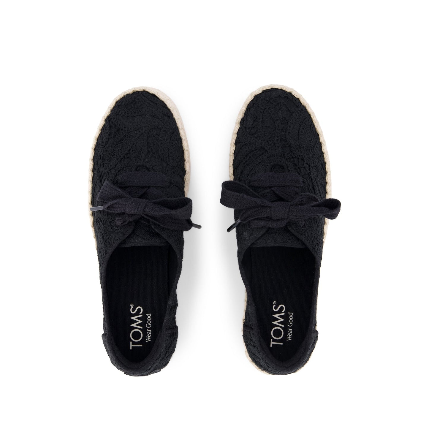 Womens Valencia Lace-Up Platform Espadrille Black Floral Crochet