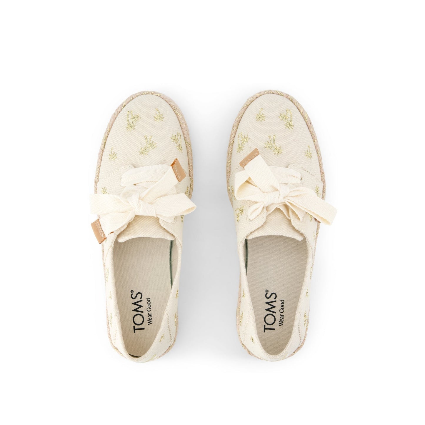 Womens Carolina Lace-Up Espadrille Metallic Embroidered Palm Trees