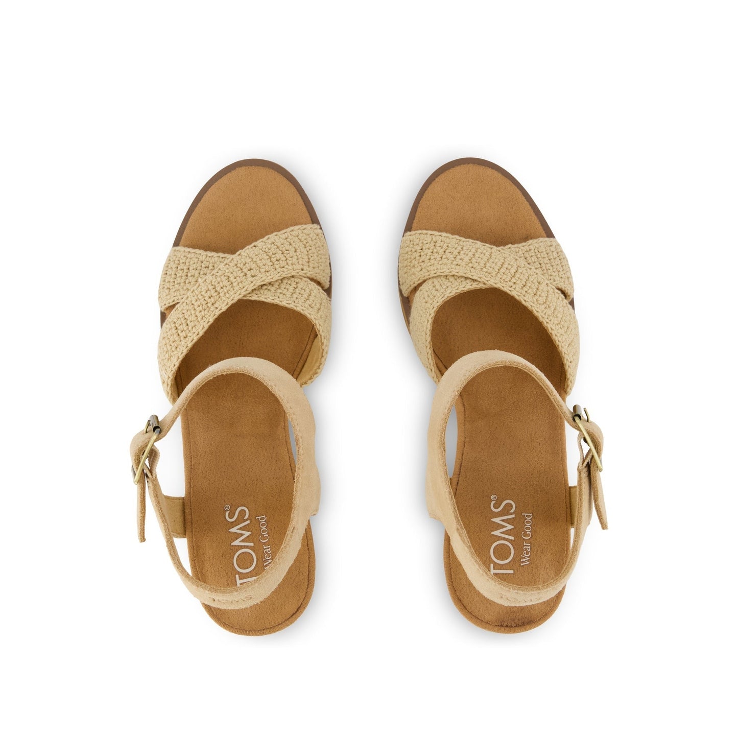 Womens Majorca Strappy Heeled Sandal Caramel Crochet