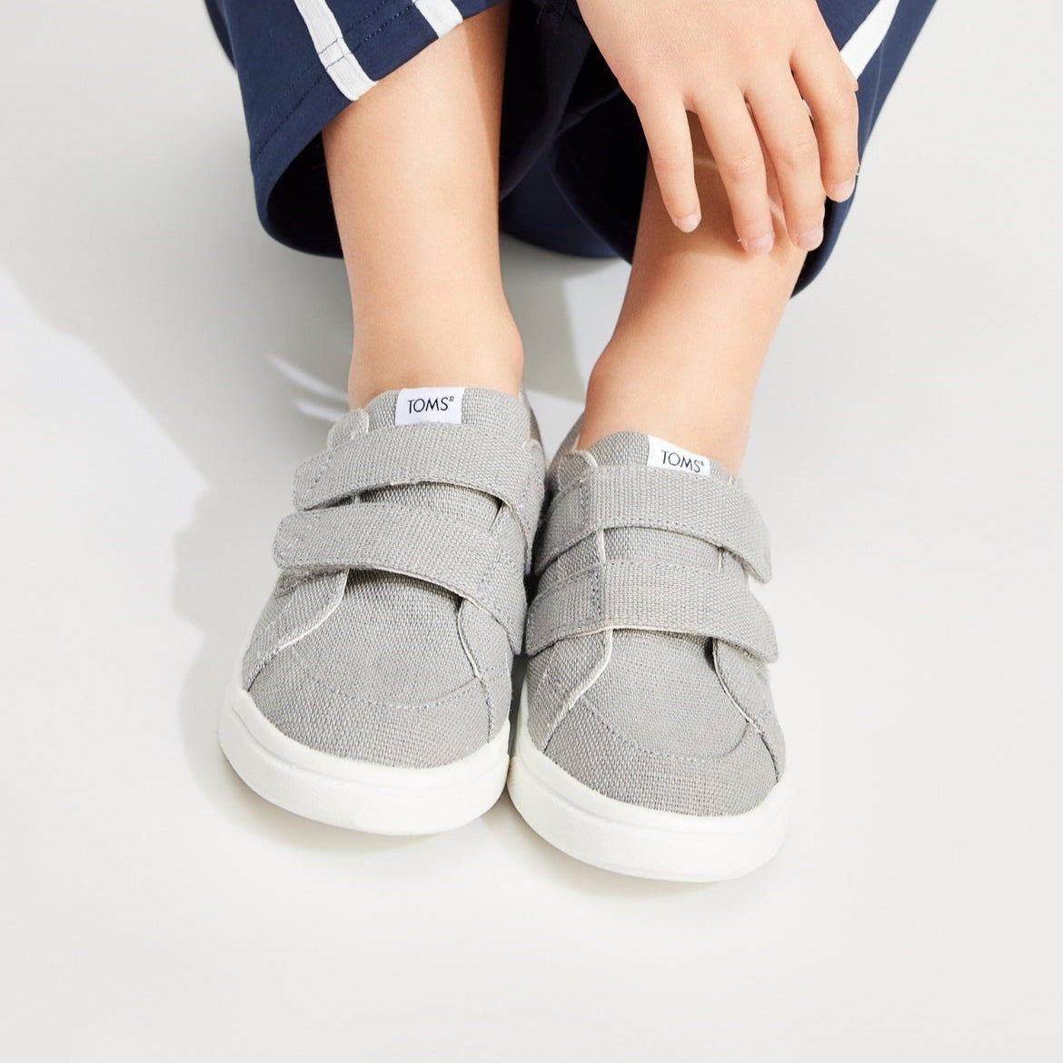 Cruz Double Strap Drizzle Grey Heritage Canvas Toddler Sneaker
