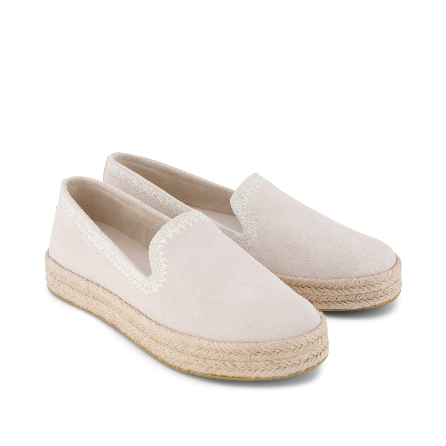 Womens Carolina Espadrille Embroidered Taupe Suede