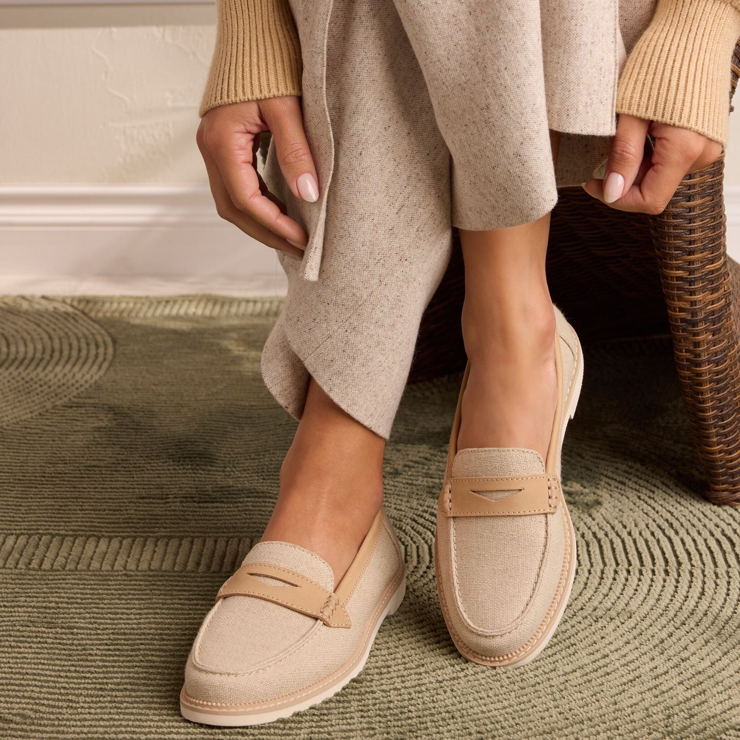 Womens Marie Loafer Natural Textile