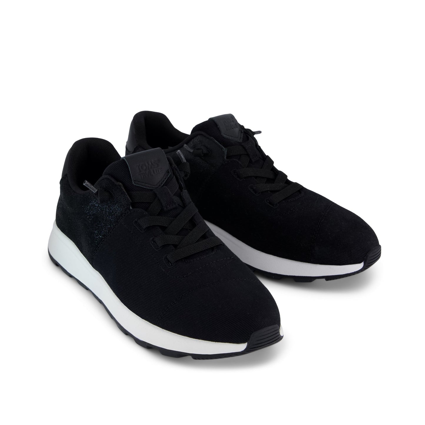Womens TRVL LITE Cabrillo Sneaker Water Repellent Black Vintage Twill Metallic Suede