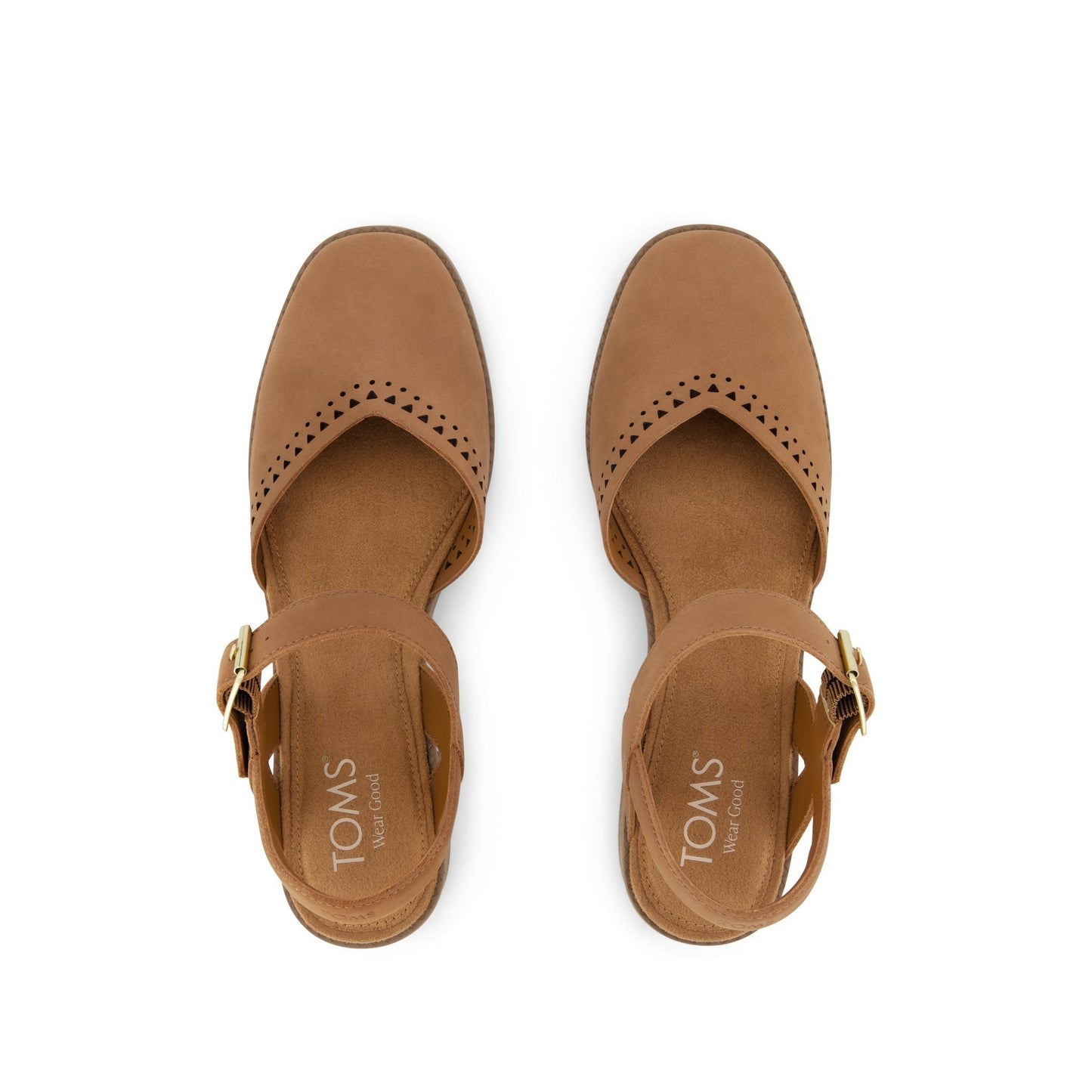 Womens Jaclyn Heel Brown Perforated Leather