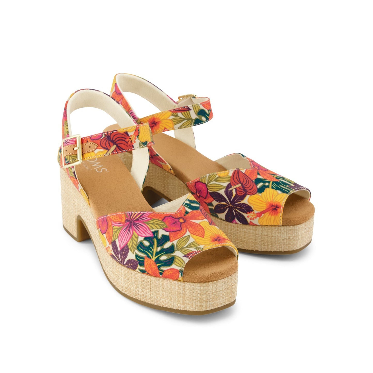 Womens Isla Peep Toe Heeled Sandal Tropical Floral Print