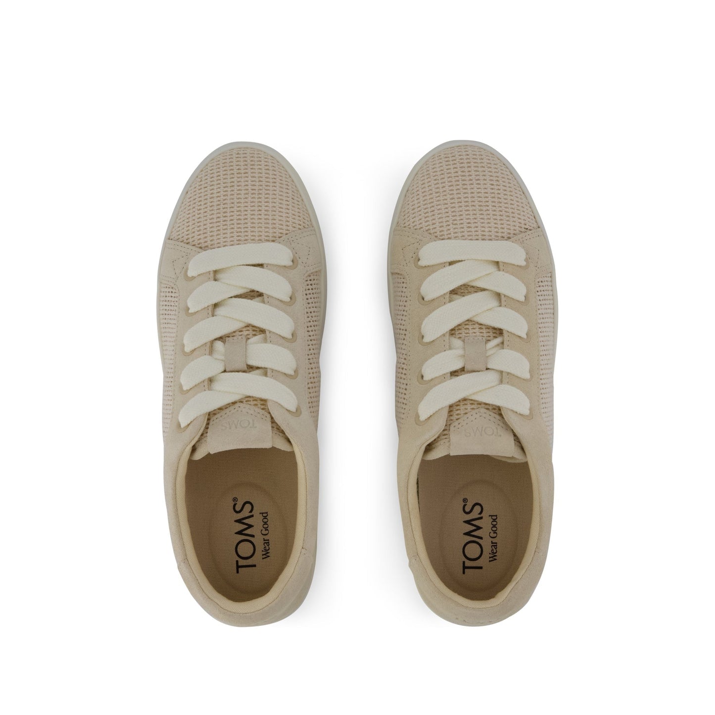 Womens Rea Lace-Up Platform Sneaker Natural Mesh and Suede