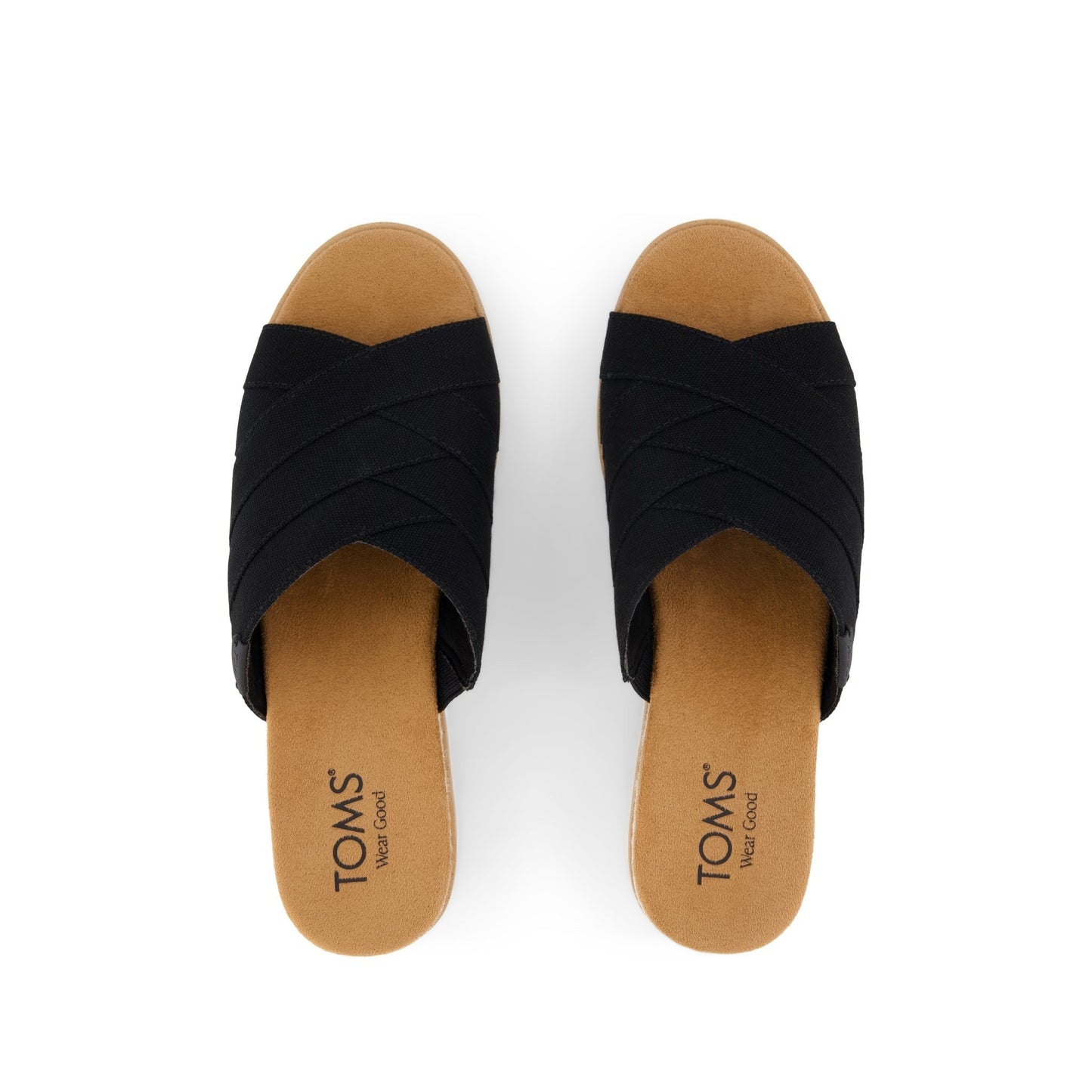 Womens Diana Crossover Mule Wedge Sandal Black Canvas