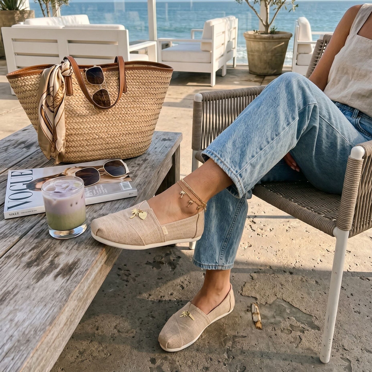 Womens Alpargata Classic Naural Undyed Heritage Canvas w/ Toms Charm