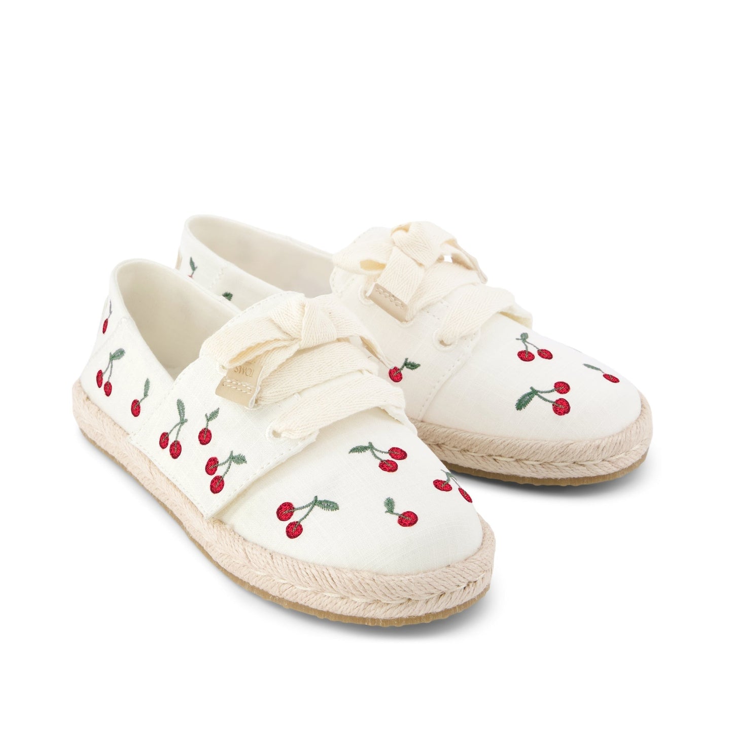 Carolina Lace-Up Kids Espadrille Embroidered Cherries