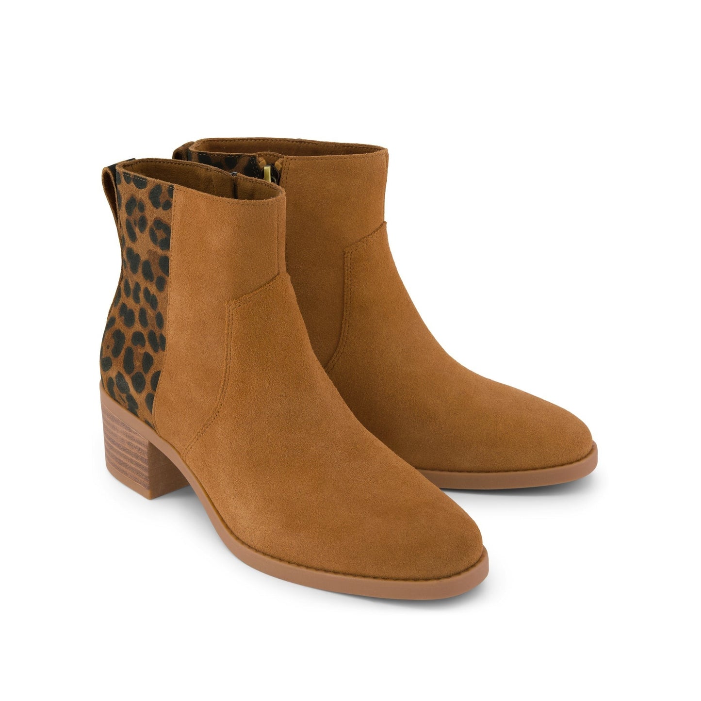 Womens Delilah Heeled Boot Water Repellent Brown Sugar Leopard Suede