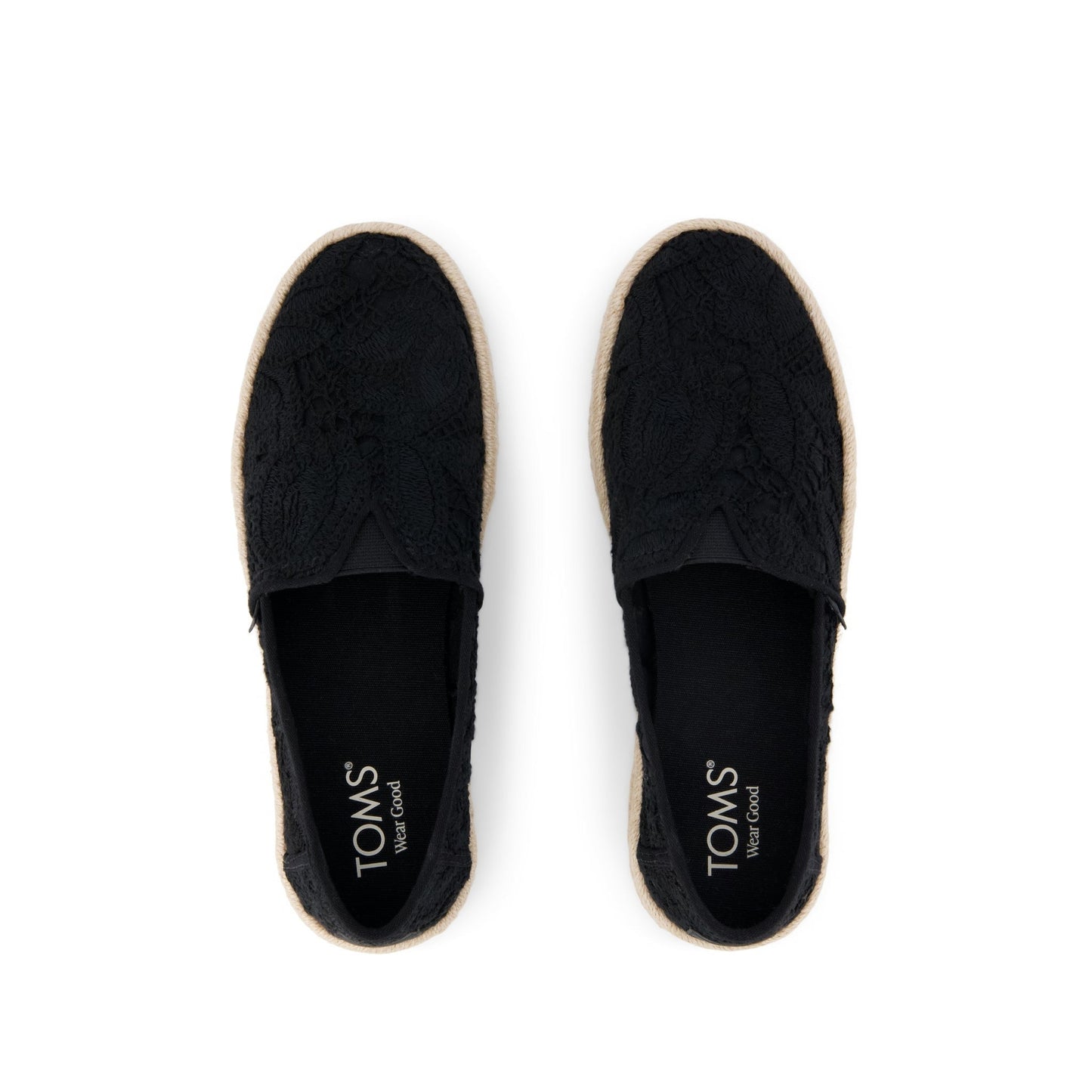 Womens Alpargata Rope 2.0 Espadrille Black Floral Crochet