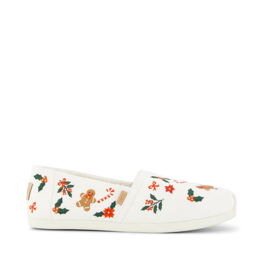 Womens Alpargata Classic Natural Gingerbread Candy Cane Embroidery