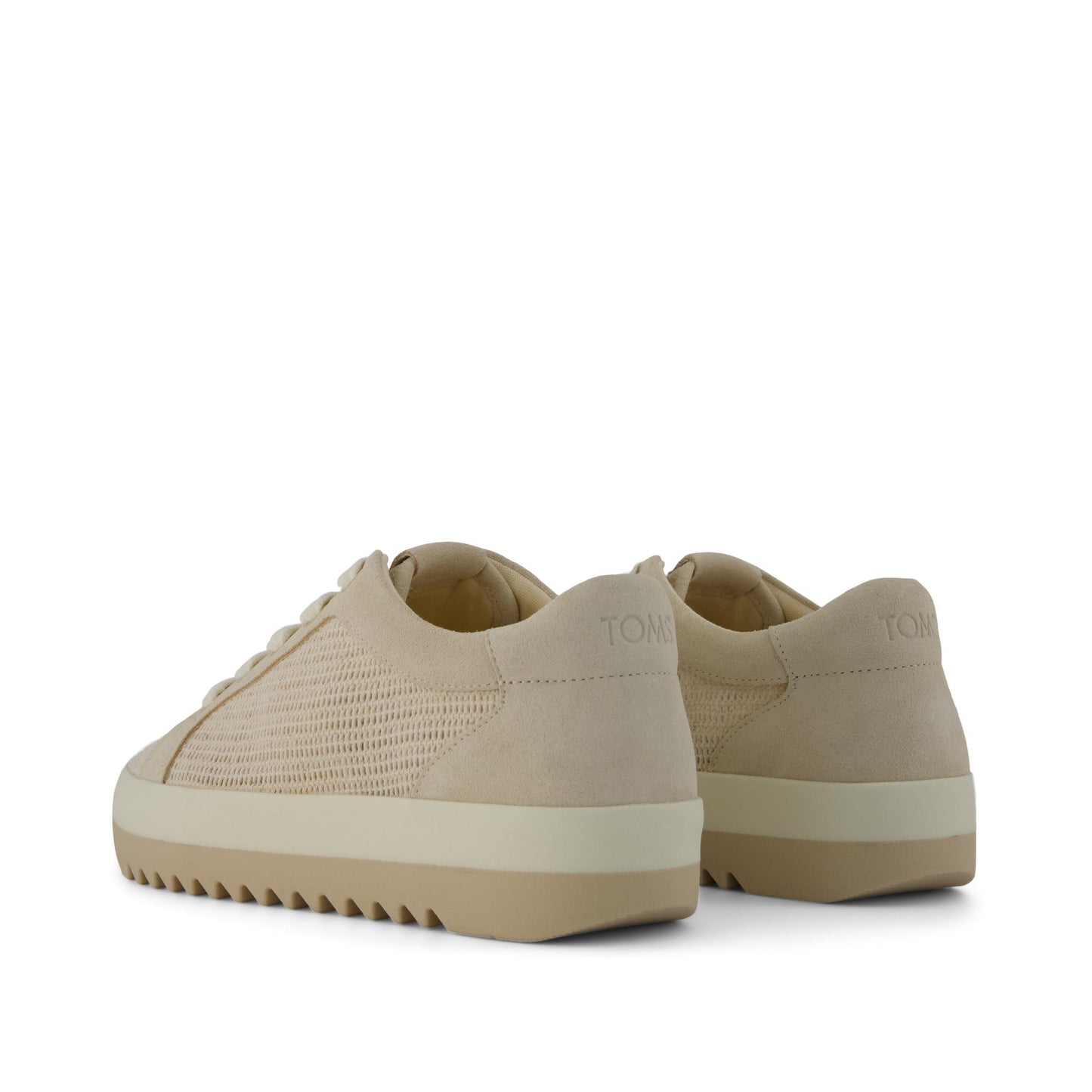 Womens Rea Lace-Up Platform Sneaker Natural Mesh and Suede
