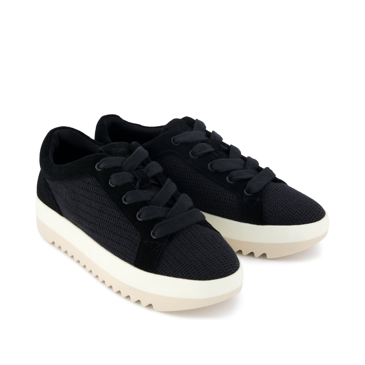 Womens Rea Lace-Up Platform Sneaker Black Mesh and Suede