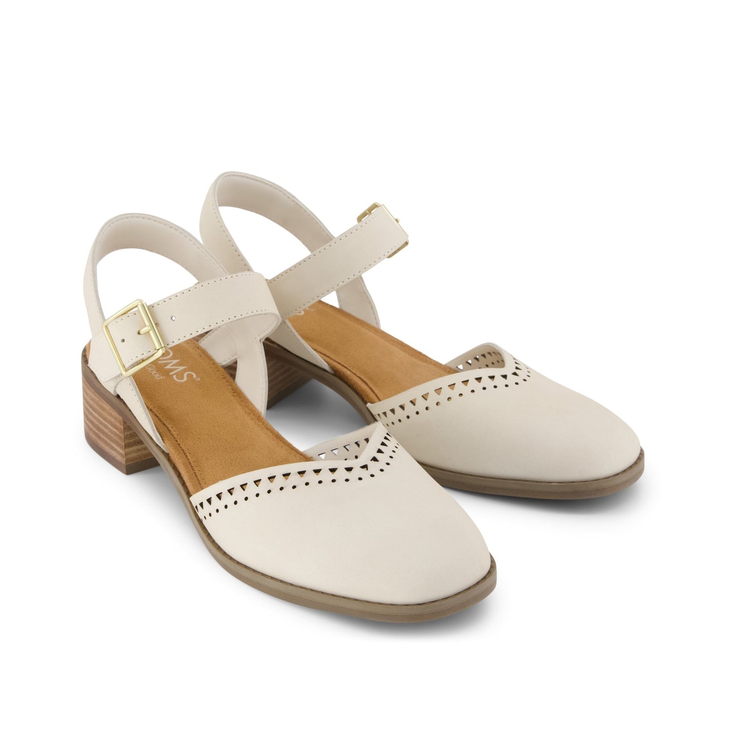 Womens Jaclyn Heel Light Sand Perforated Leather