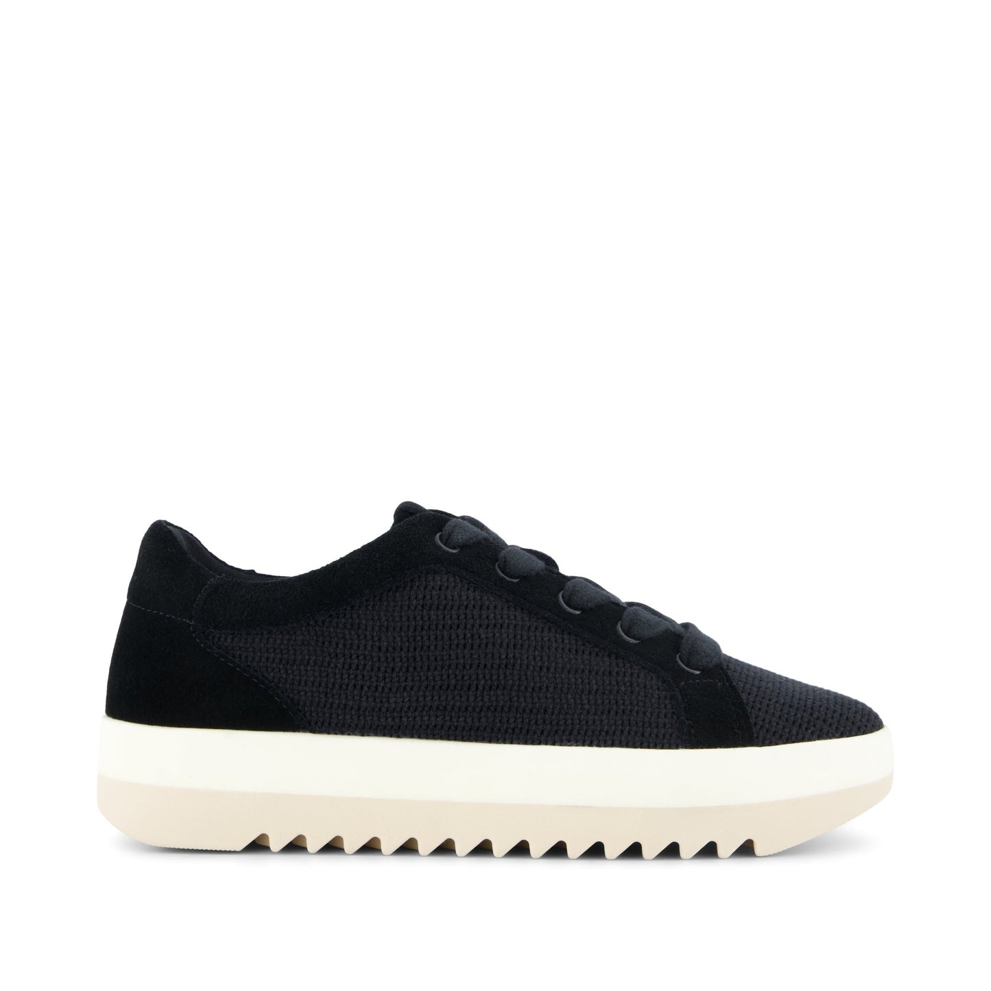 Womens Rea Lace-Up Platform Sneaker Black Mesh and Suede