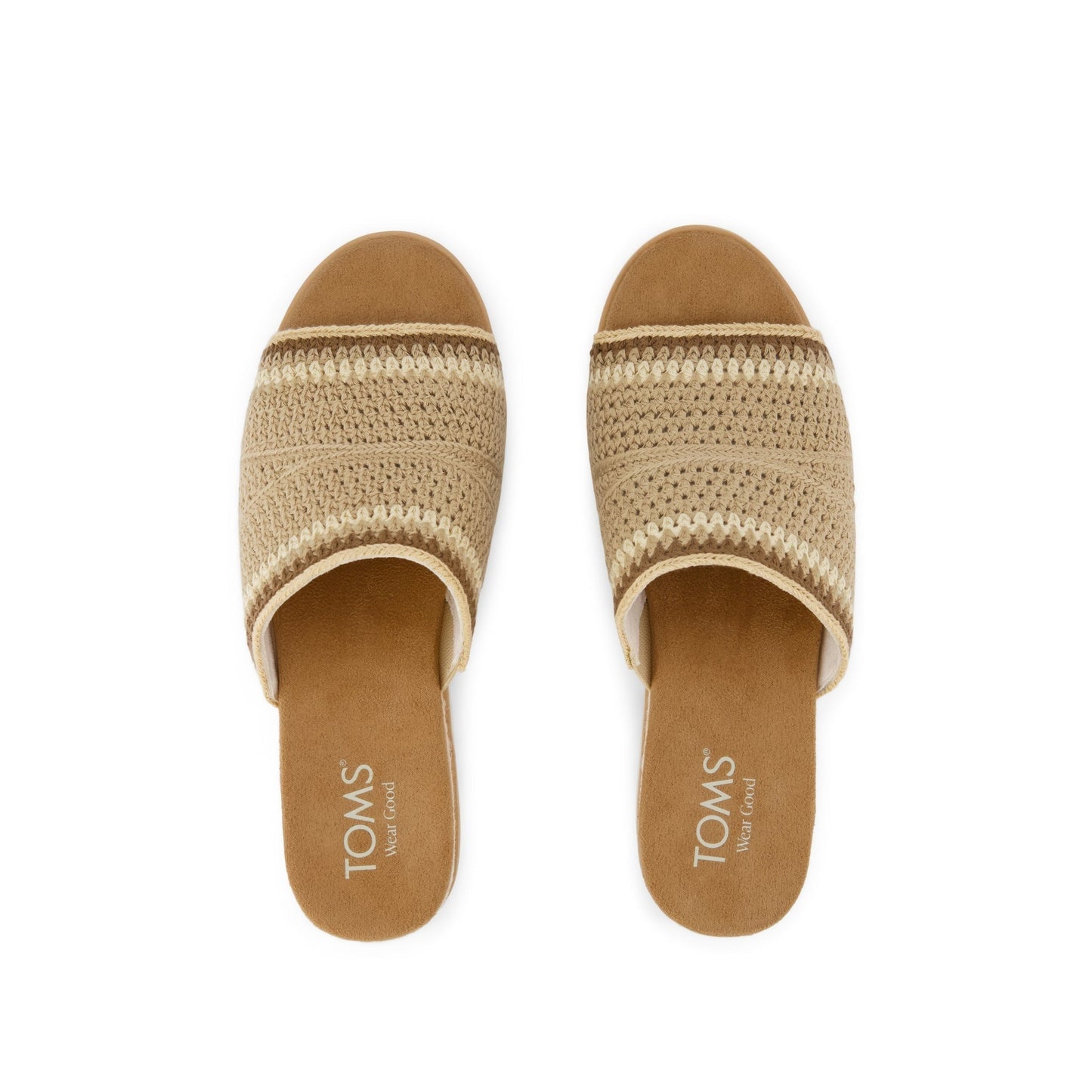 Womens Diana Mule Wedge Sandal Almond Crochet