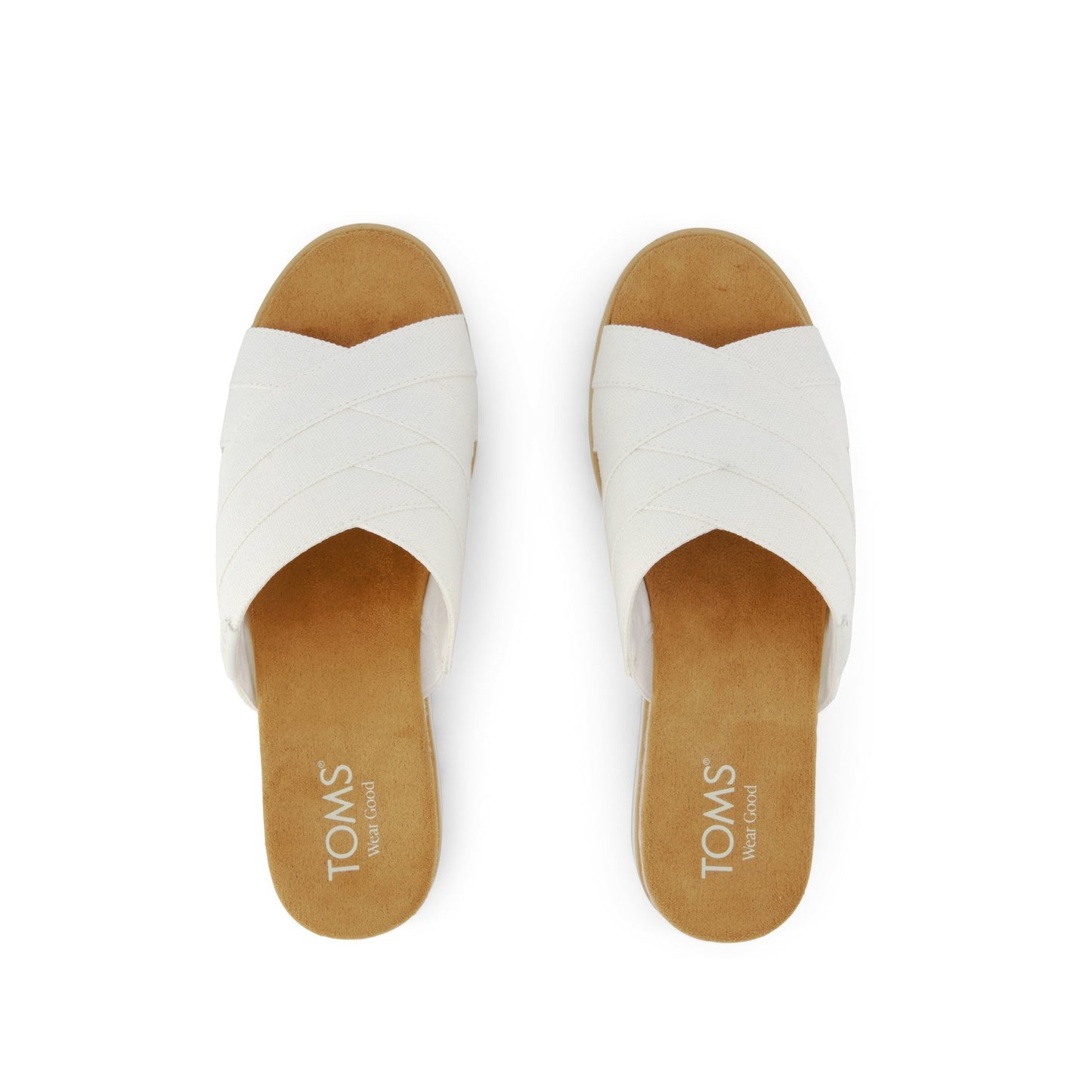 Womens Diana Crossover Mule Wedge Sandal White Canvas