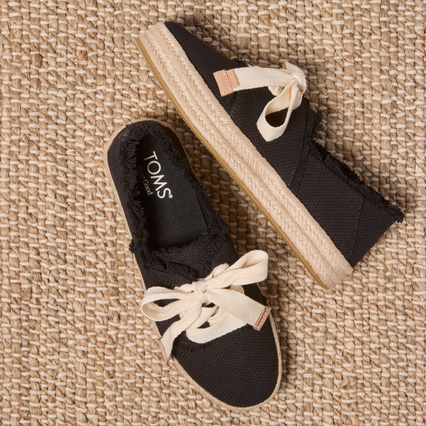 Carolina Lace-Up Espadrille Black Beachside Woven