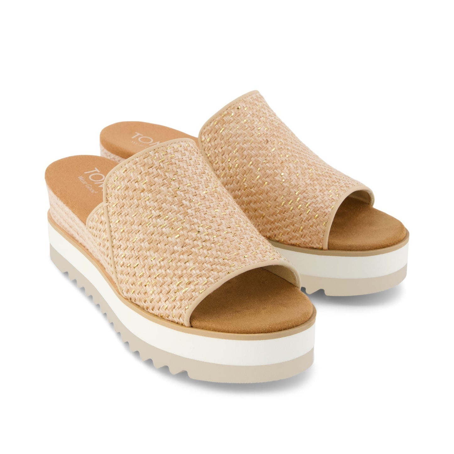 Womens Diana Mule Wedge Sandal Natural Metallic Raffia