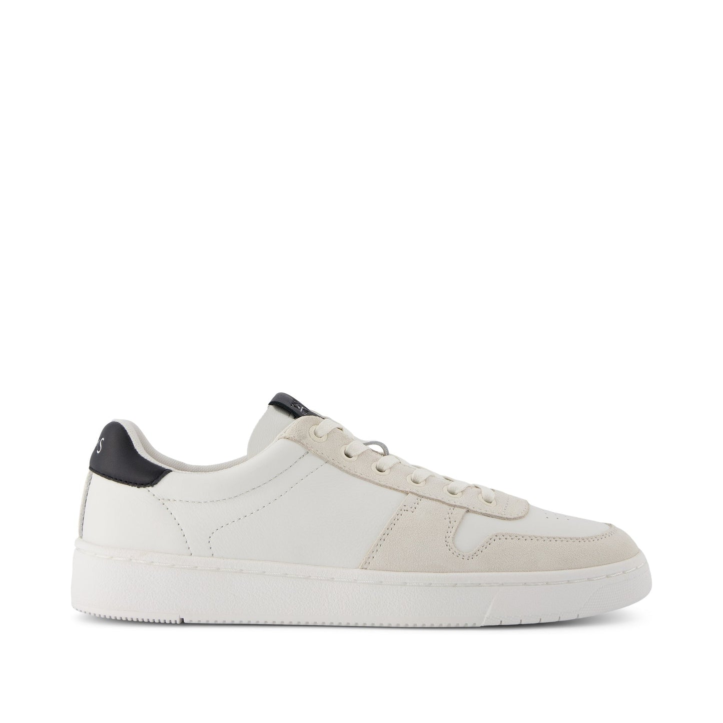 TRVL LITE Court White and Black Leather Sneaker