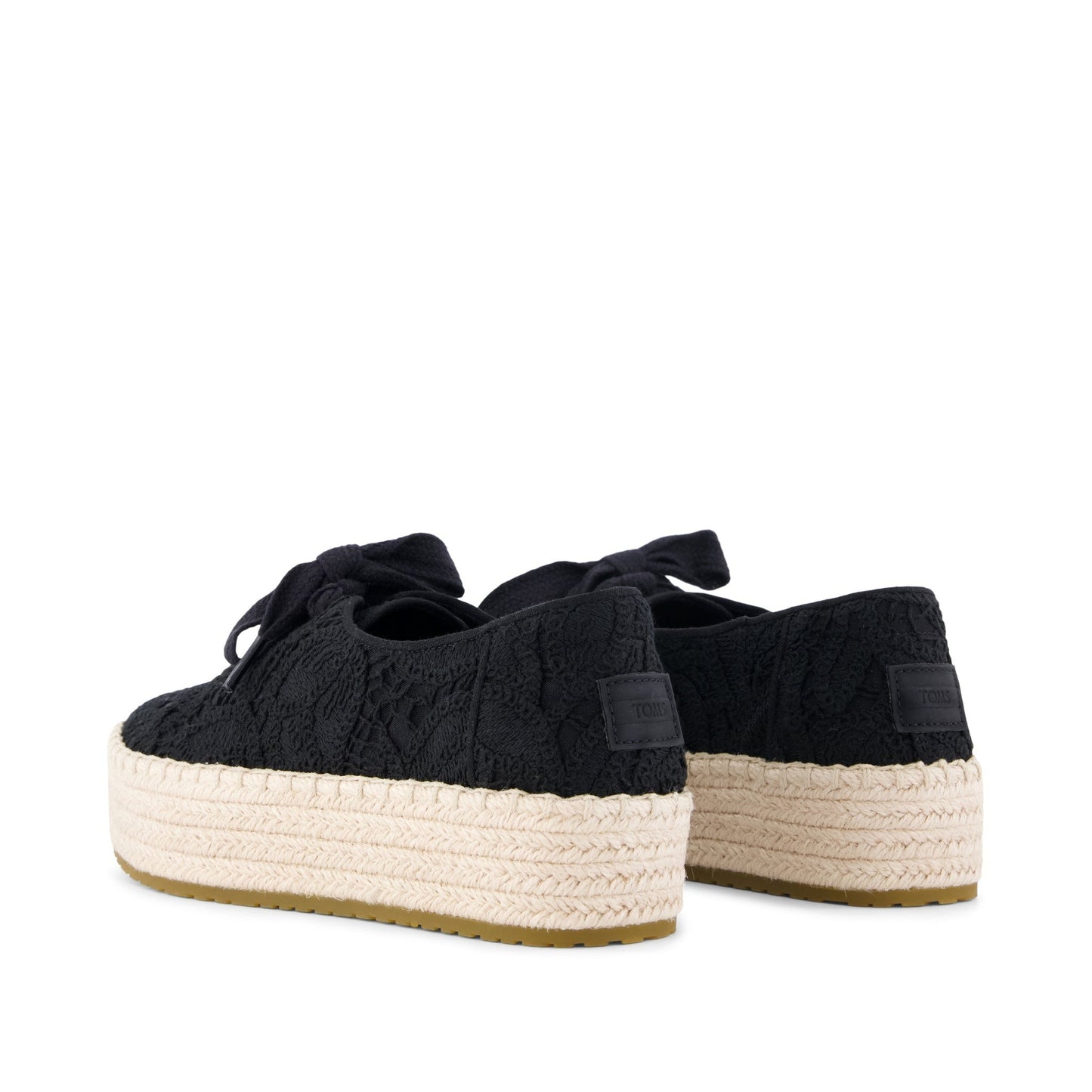 Womens Valencia Lace-Up Platform Espadrille Black Floral Crochet