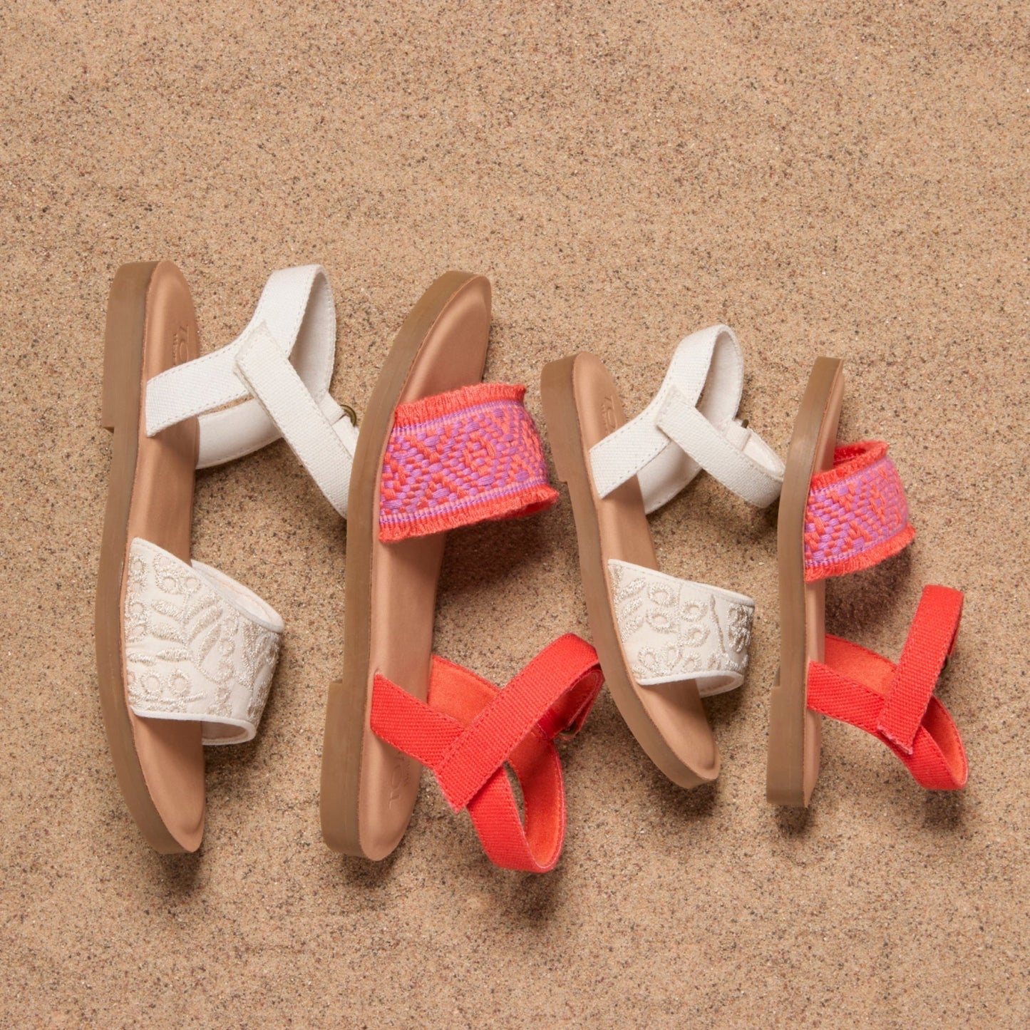 Remi Ankle Strap Kids Sandal Egret Botanical Eyelet