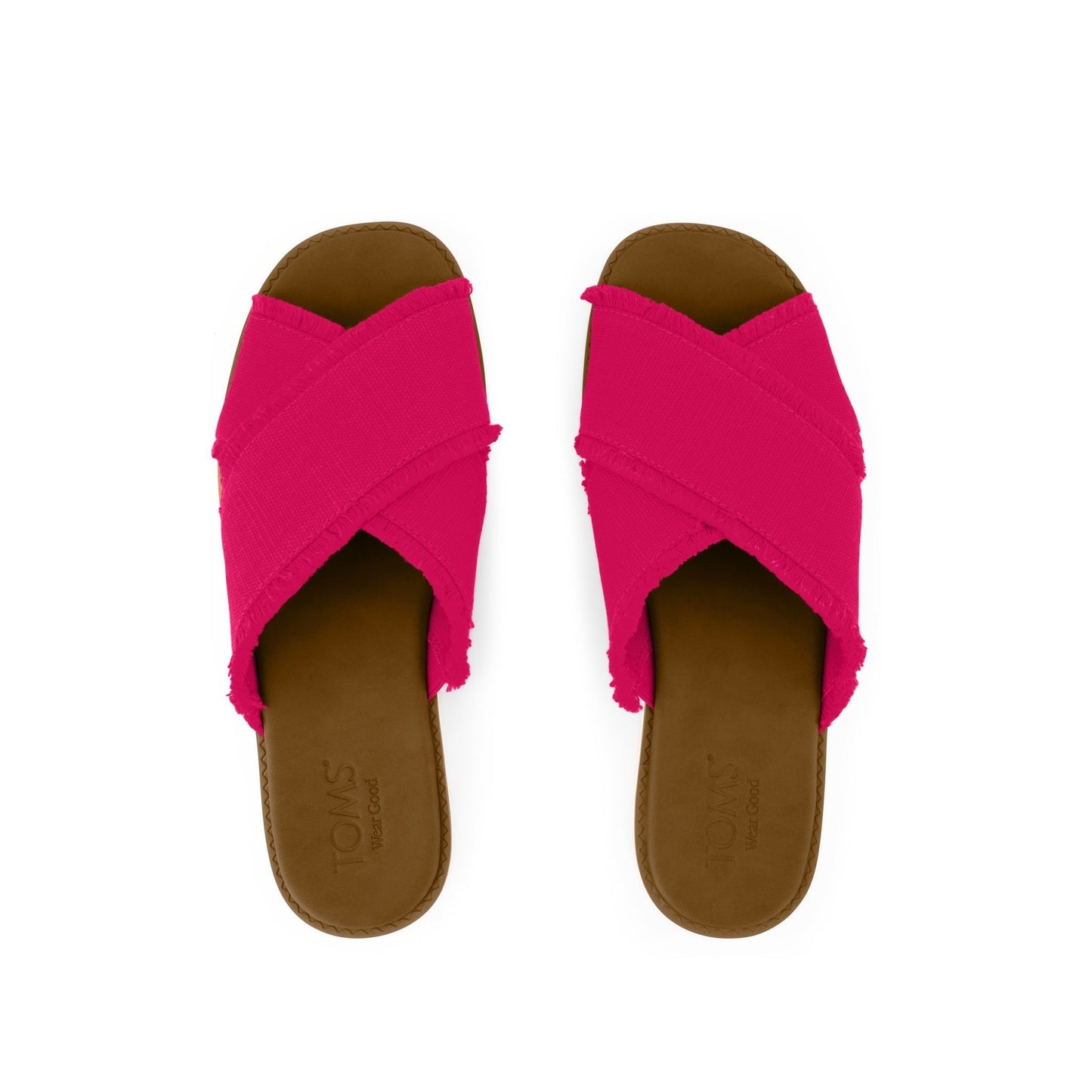 Womens Mae Crossover Slide Sandal Fuchsia Heritage Canvas Fray